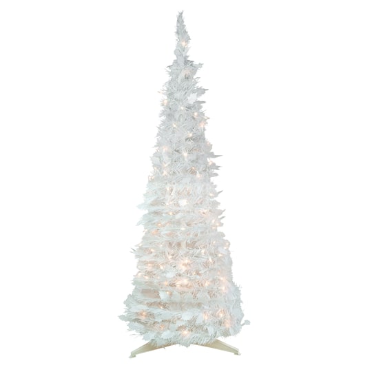 4Ft Pre-Lit White Tinsel Pop-Up Artificial Christmas Tree, Clear Lights By Northlight | 4 ft | Michaels®